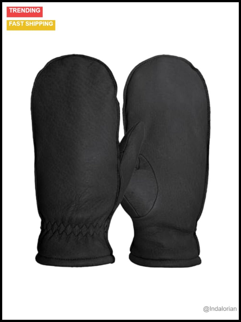 Deerskin Leather Fleece-Lined Glittens Mittens with Finger Liners Winter
